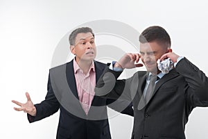 Boss angry with young employee