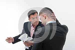 Boss angry with young employee