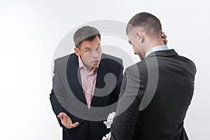 Boss angry with young employee