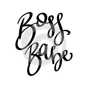 Boss babe, hand lettering phrase, poster design,calligraphy