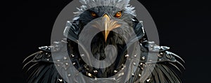 Boss bird portrait in jacked on dark bakground. wide banner