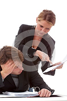 Boss and bored worker