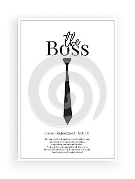 The boss definition, Minimalist Wording Design, Wall Decor, Wall Decals Vector, Boss noun description, Wordings Design