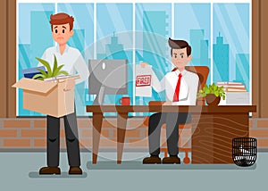 Boss Dismissing Employee Color Vector Illustration