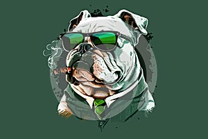 Boss dog with cigar and sunglasses