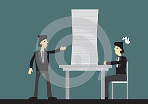 Boss Handing Employee Huge Workload Business Cartoon Vector Illustration
