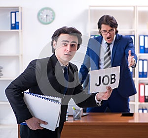 Boss and his male assistant working in the office