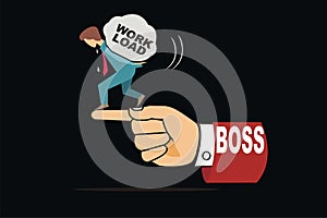 Boss instruction and work load of employee vector illustration