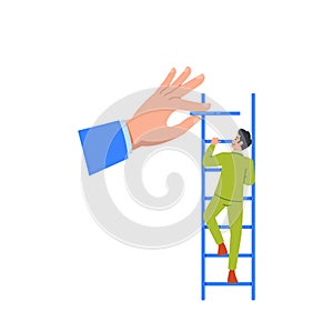 Boss Providing Assistance To A Business Person Climbing The Stairs, Success In Corporate World Requires Support