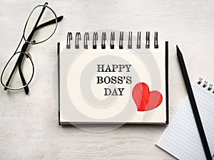 Boss`s day. Greeting card. Close-up, view from above