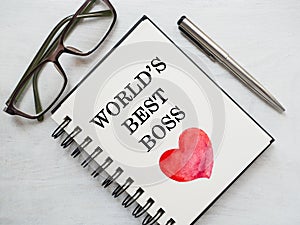 Boss`s Day. Greeting card. Close-up, view from above