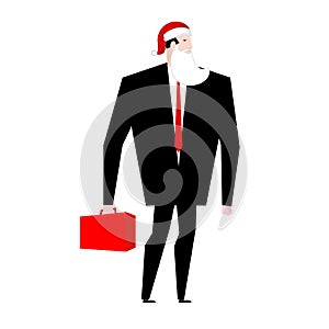 Boss Santa Claus False beard and red cap. Businessman in festive