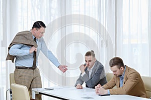Boss scold employee business men reprimand reproof photo