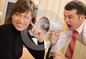 Boss shouting at office
