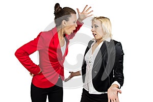 Boss woman yelling at a subordinate