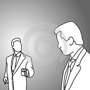 Boss and worker talking vector illustration doodle sketch hand d
