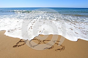 Boss written on beach