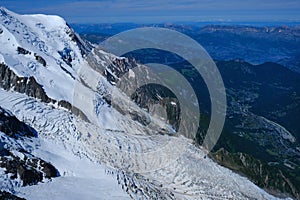 The Bossons Glacier one of the largest glaciers of the Mont Blanc massif of the Alps