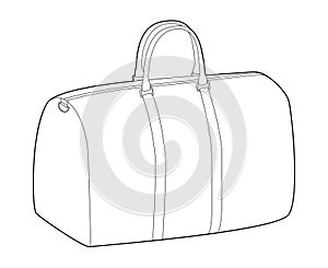 Boston Bag bowling silhouette. Fashion accessory technical illustration. Vector satchel front 3-4 view for Men, women