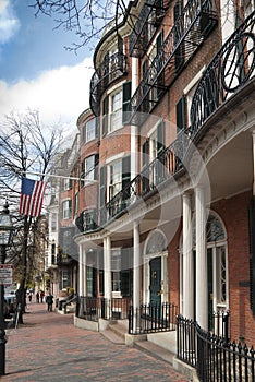 Boston brick victorian townhouse