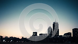 Boston city sky scrapers in winter