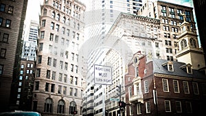 Boston city sky scrapers in winter photo