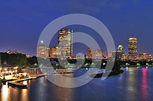 Boston Cityscape and Charles River at Dusk