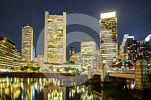 Boston cityscape at night