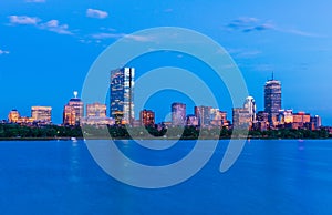 Boston cityscape. Panorama of Back Bay at dusk. USA