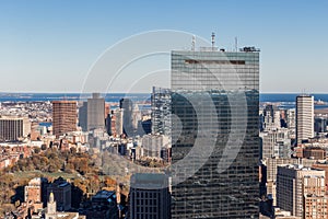 Boston Cityscapes, Aerial view of Boston skyline from Prudential Center in a sunny day