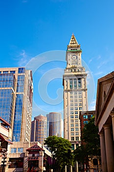 Boston Clock tower Custom House Quincy Market