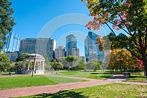 Boston Common with Boston skyline