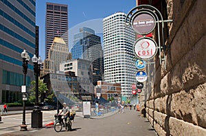 Boston Downtown skyscrapers and South Station, USA