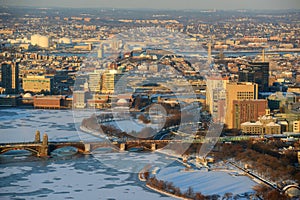 Boston downtown West End in winter, Massachusetts, USA