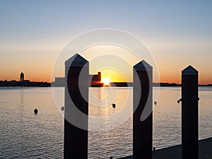 Boston harbor at dawn