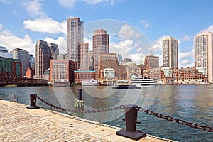 Boston Harbor and Financial District. Boston, Massachusetts, USA