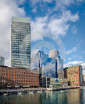 Boston Harbor and Financial District skyline - Boston, Massachusetts, USA