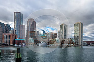 Boston Harbor and Financial District skyline - Boston, Massachusetts, USA