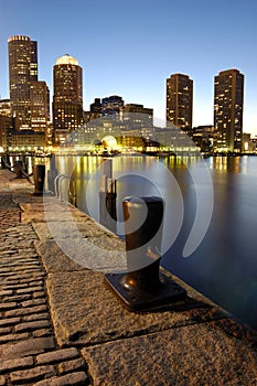 Boston harbor at night