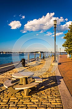 The Boston Harborwalk along Fort Point Channel, in Boston