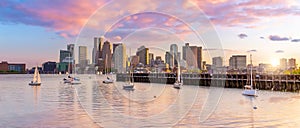 Boston Harbour skyline and Financial District  in Massachusetts, USA