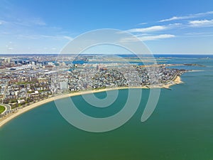 Boston L Street Beach and Dorchester Penninsula aerial view, MA, USA