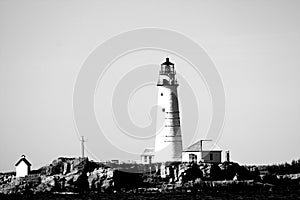 Boston Lighthouse In Black And White