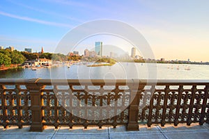 Boston Longfellow bridge at sunset