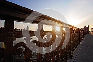 Boston Longfellow bridge at sunset