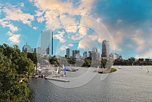 Boston Longfellow bridge at sunset