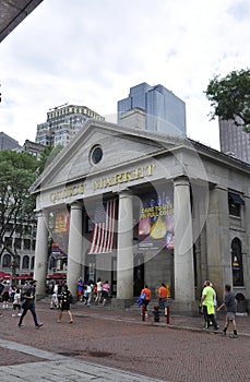 Boston Ma, 30th June: Quincy Market building from Faneuil Hall Marketplace in Downtown Boston from Massachusettes State of USA