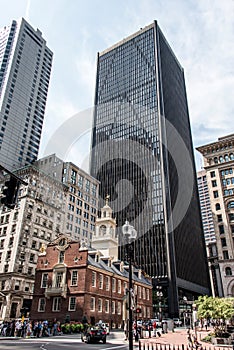 Boston, MA, USA 06.09.2017 Old State House downtown financial district Oldest surviving public building Boston Massacre