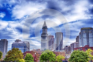 Boston Massachusetts Skyline cloudy day