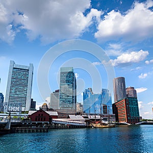 Boston Massachusetts skyline from Fan Pier